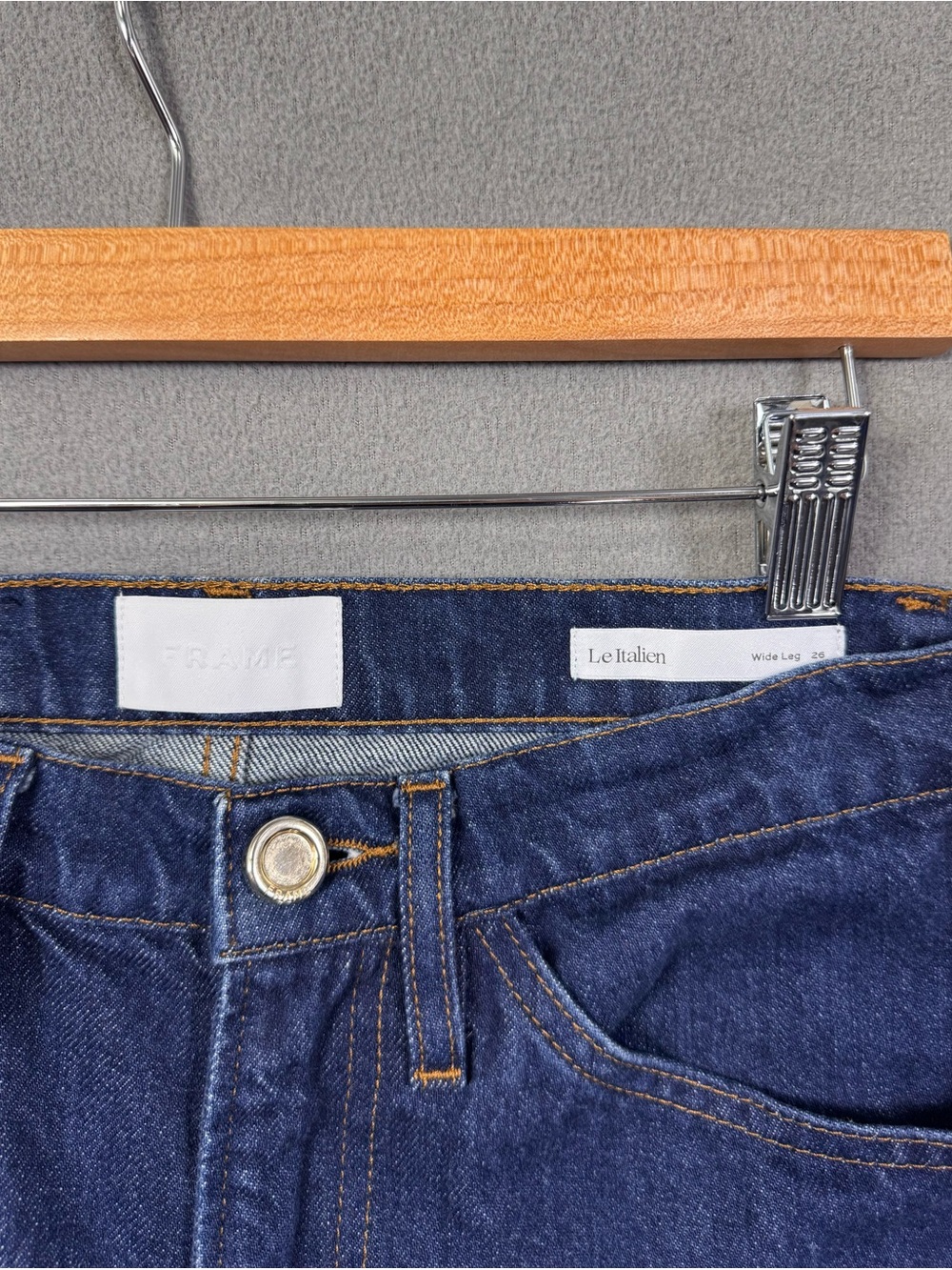 FRAME Le Italien Wide Leg Jeans in Color Rinse Wash, High Rise Dark Denim, 26 - Picture 5 of 16